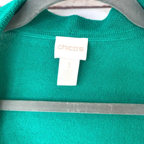 Chico's Solid Ruffle Cardigan Size 1 - Picture 9 of 13